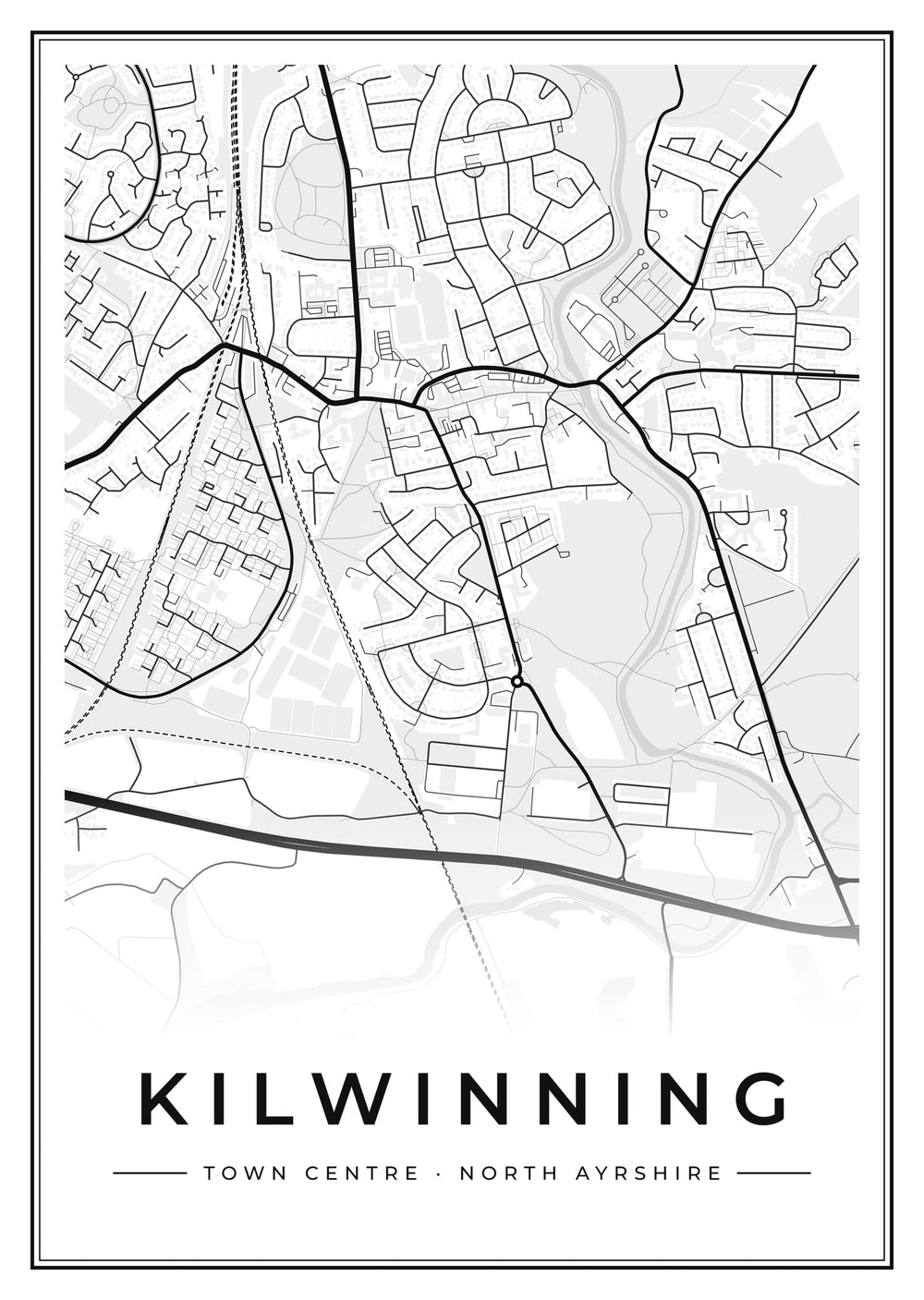 Kilwinning Town Centre Street Map Poster