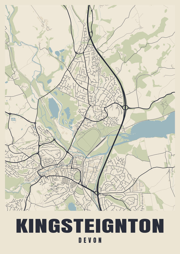 Kingsteignton Street Map Poster