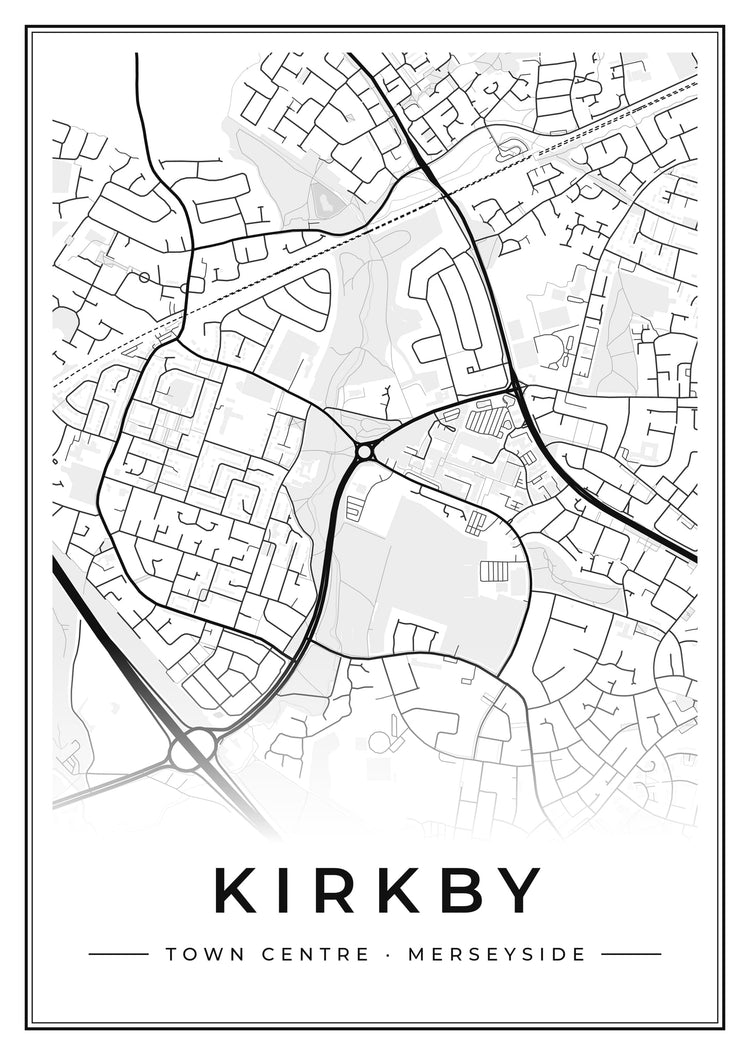 Kirkby Town Centre Street Map Poster