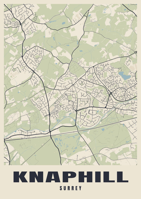 Knaphill Street Map Poster