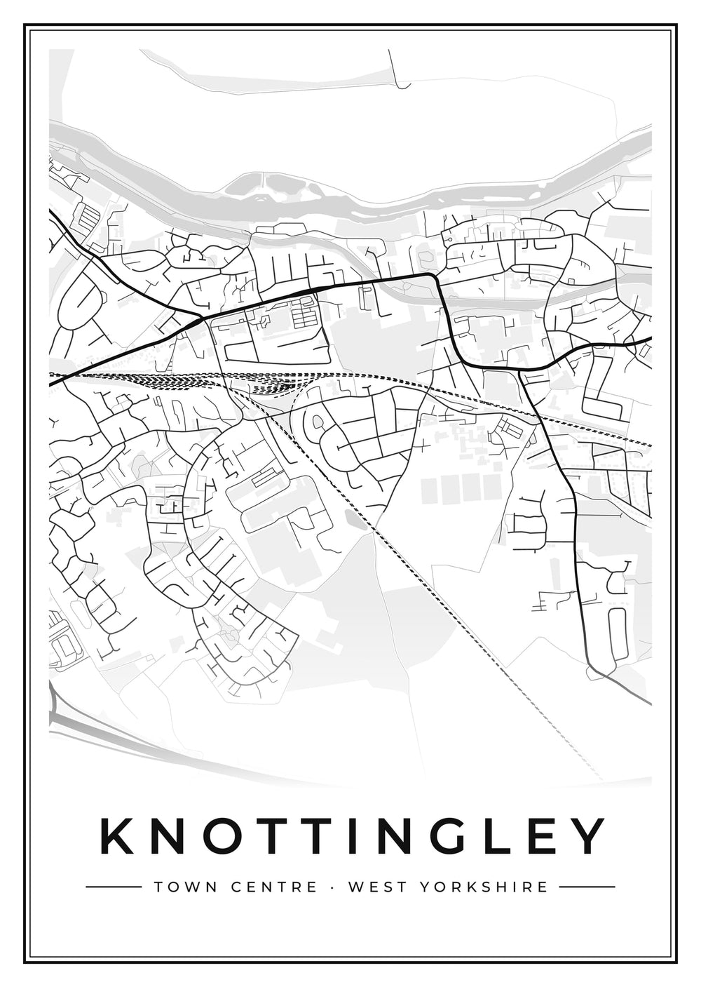 Knottingley Town Centre Street Map Poster