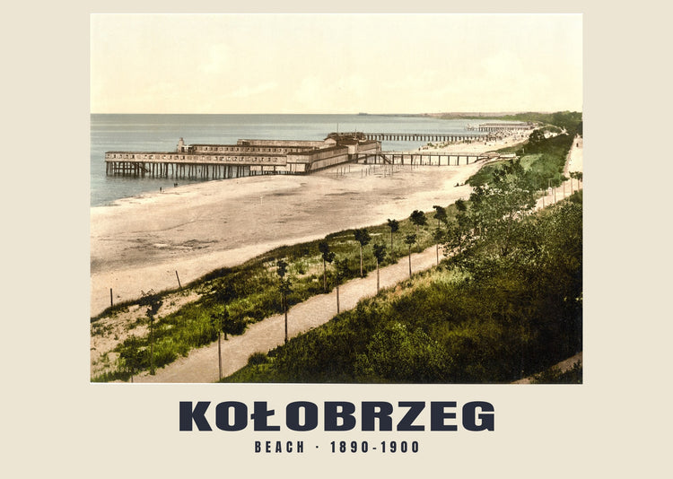 Beach, Kołobrzeg — 1890–1900 · Vintage photochrom print