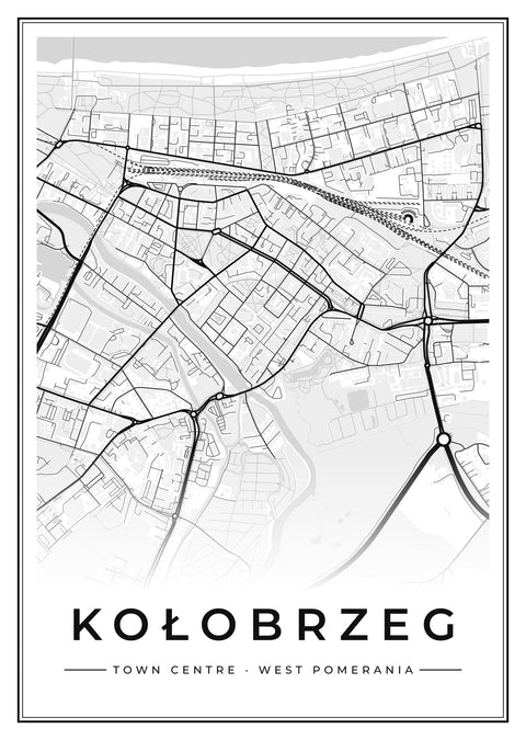 Kołobrzeg Town Centre Street Map Poster