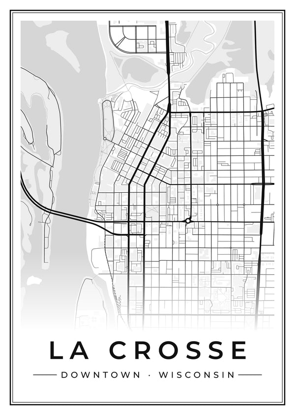 La Crosse Downtown Street Map Poster