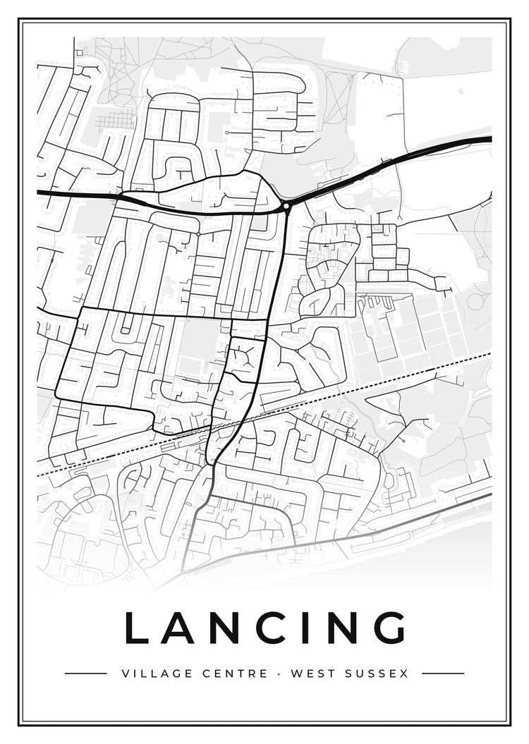 Lancing Village Centre Street Map Poster