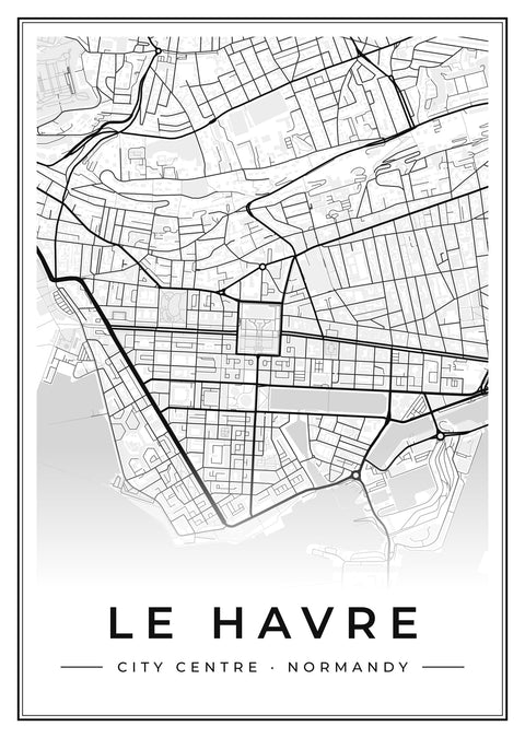 Le Havre City Centre Street Map Poster