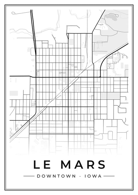 Le Mars Downtown Street Map Poster