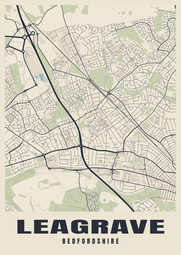 Leagrave Street Map Poster