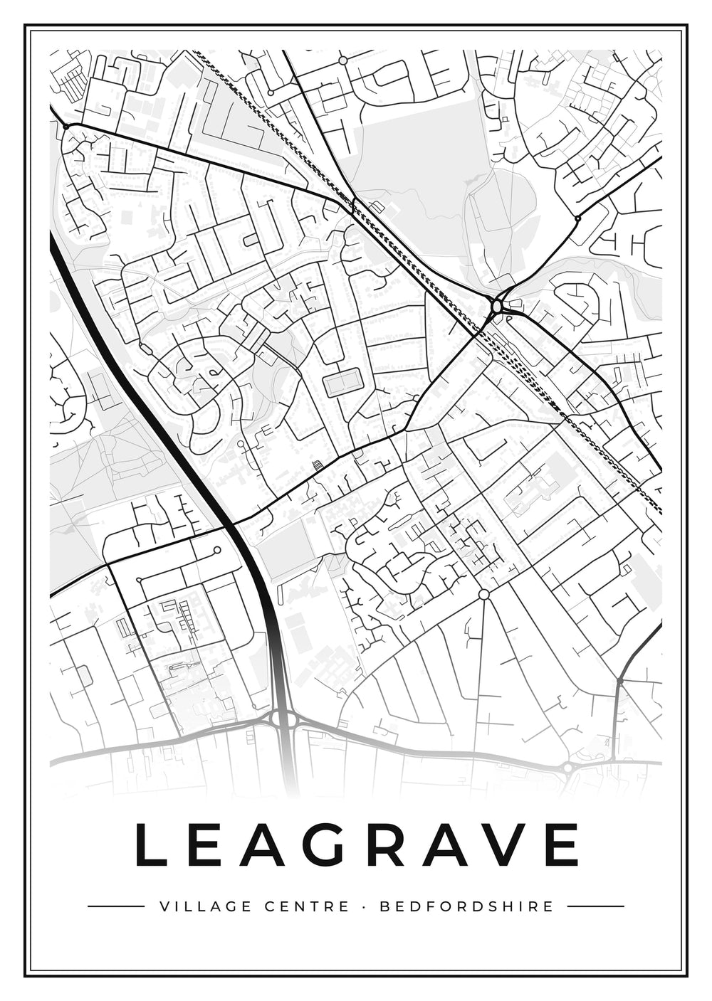 Leagrave Village Centre Street Map Poster