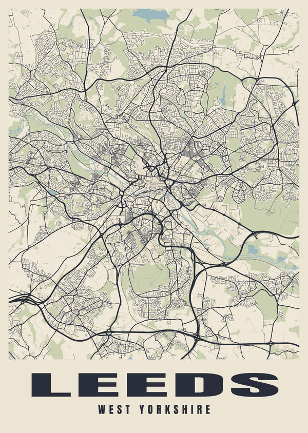 Leeds Street Map Poster