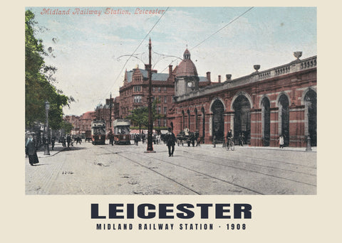 Midland Railway Station, Leicester — 1908 · Historic photographic postcard print