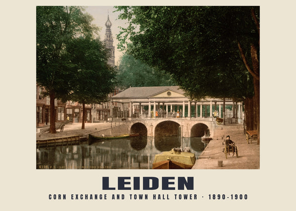 Corn Exchange and Town Hall tower, Leiden — 1890–1900 · Vintage photochrom print