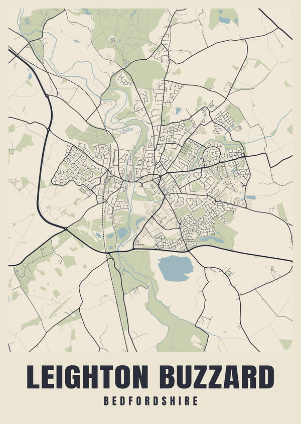 Leighton Buzzard Street Map Poster