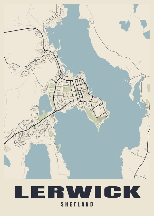 Lerwick Street Map Poster