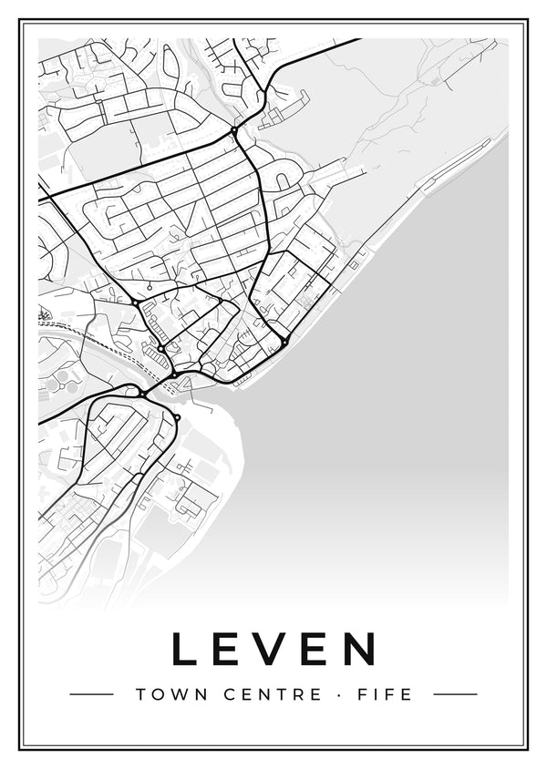 Leven Town Centre Street Map Poster