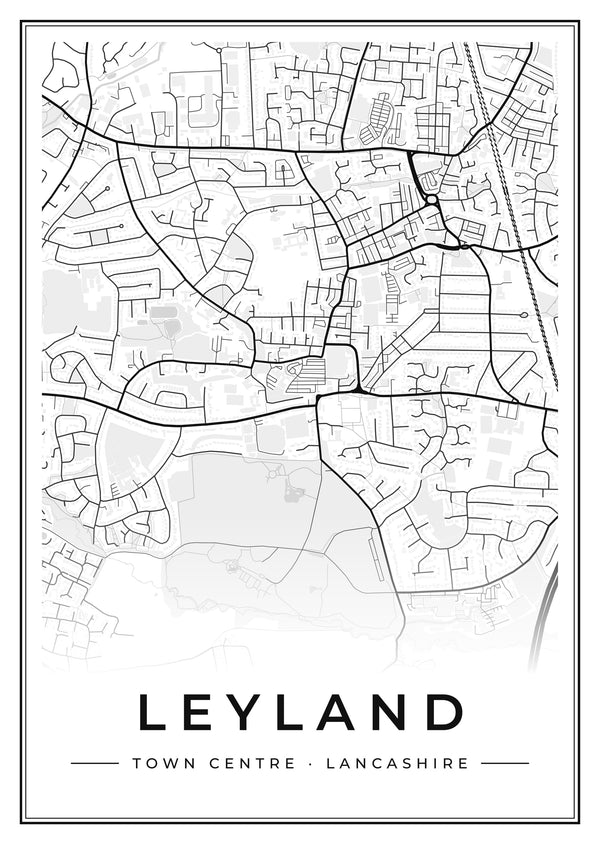 Leyland Town Centre Street Map Poster