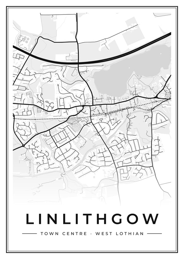 Linlithgow Town Centre Street Map Poster