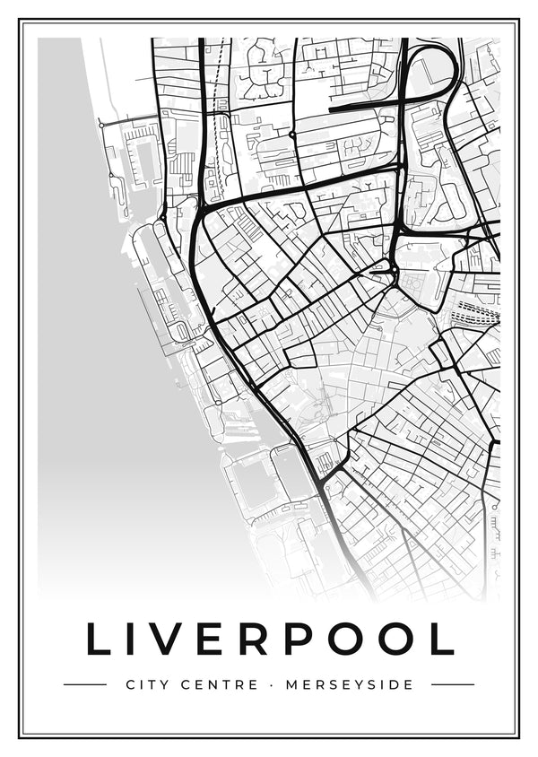 Liverpool City Centre Street Map Poster