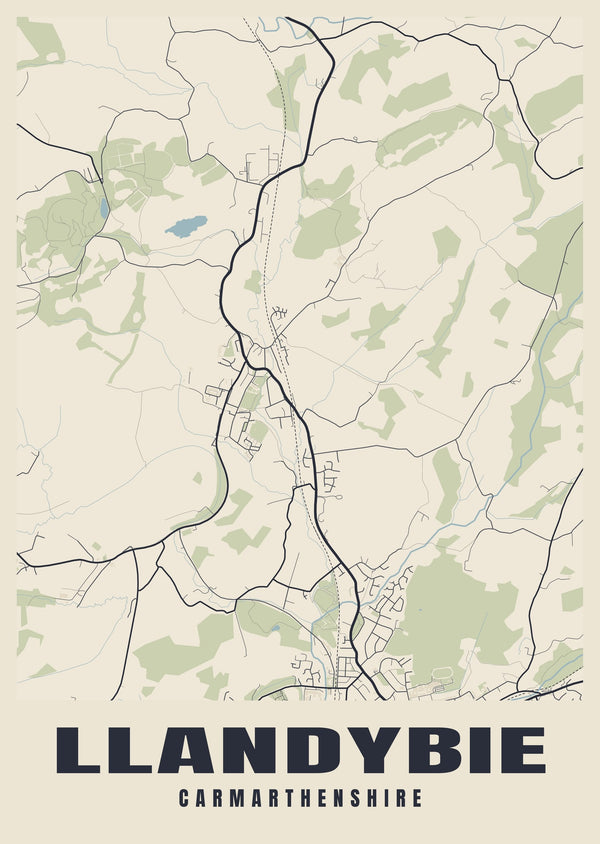 Llandybie Street Map Poster