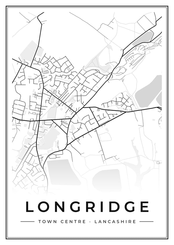Longridge Town Centre Street Map Poster