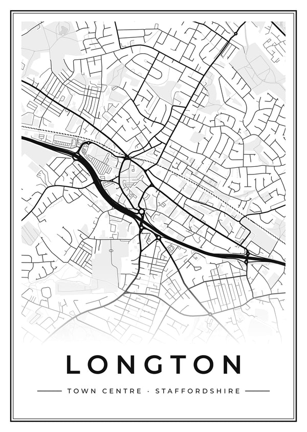 Longton Town Centre Street Map Poster