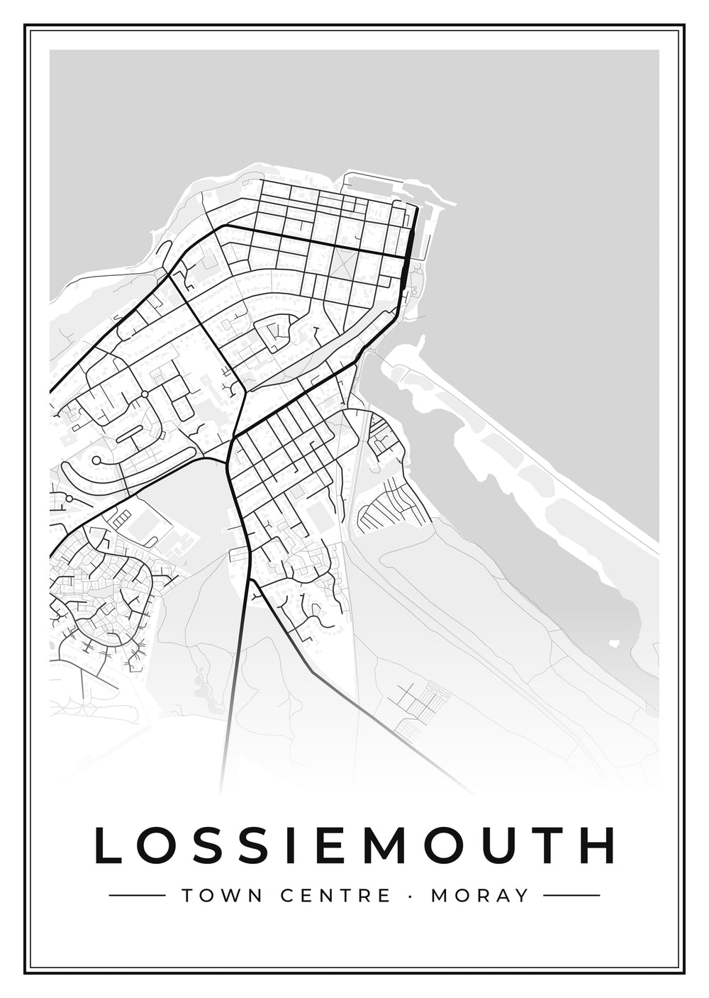 Lossiemouth Town Centre Street Map Poster