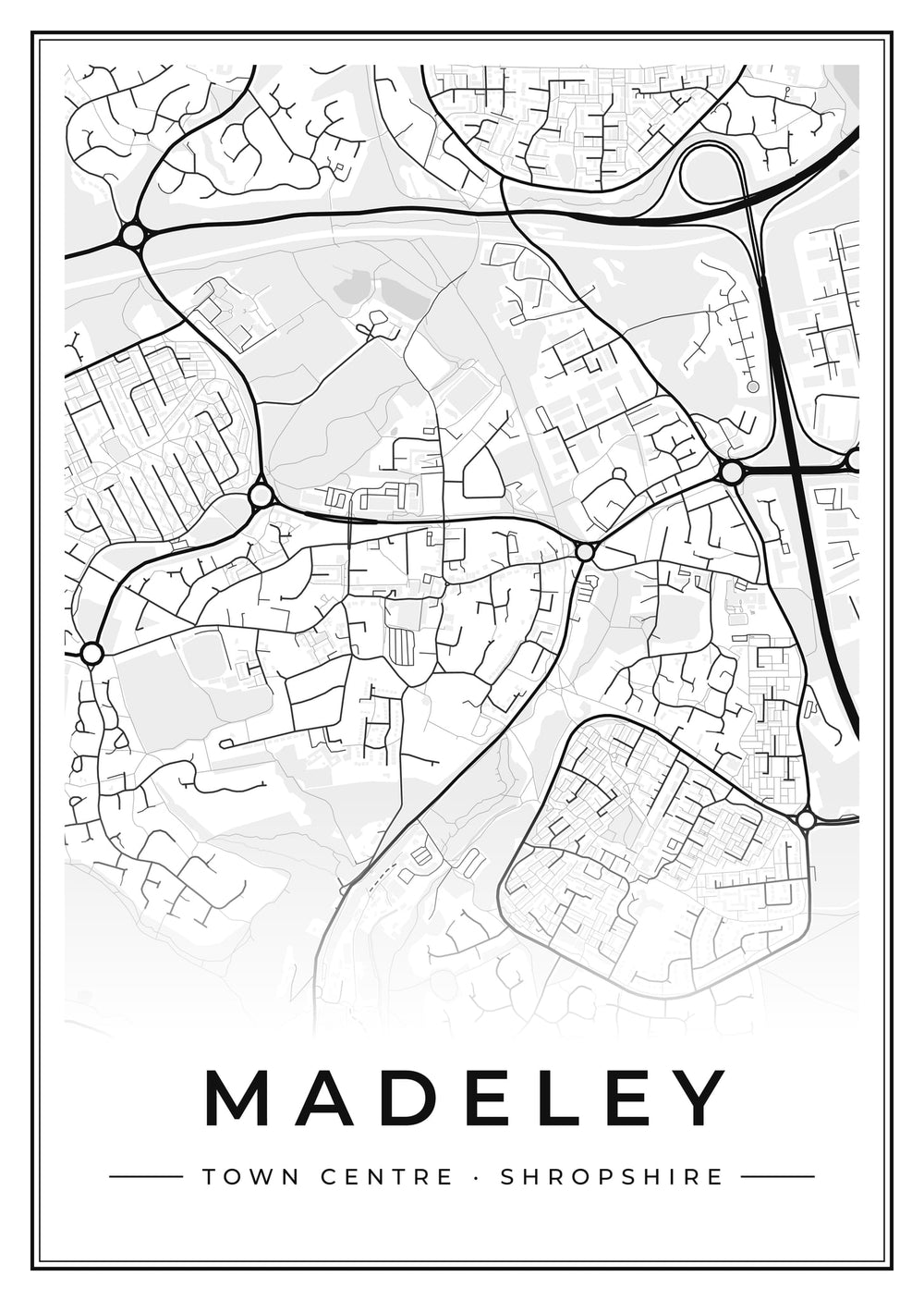 Madeley Town Centre Street Map Poster