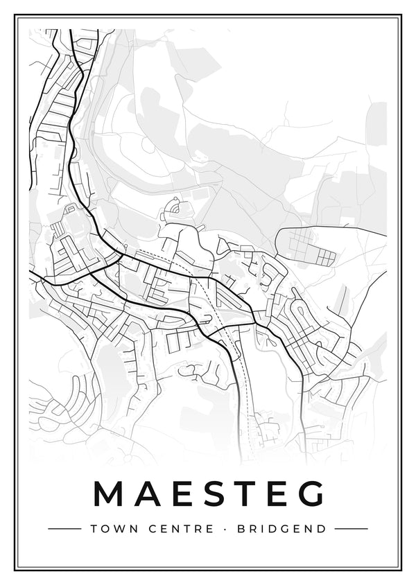 Maesteg Town Centre Street Map Poster