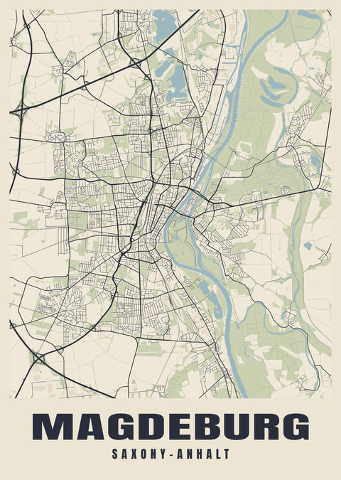 Magdeburg Street Map Poster