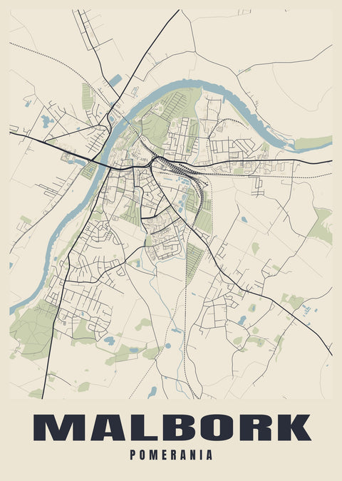 Malbork Street Map Poster