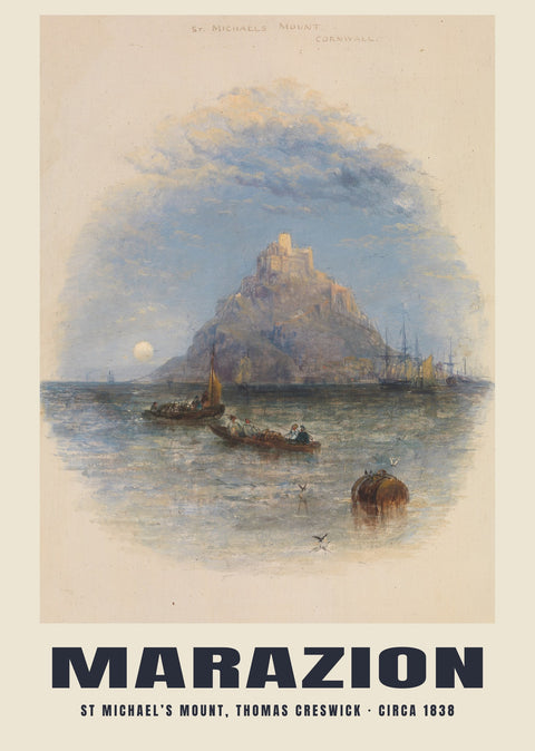 St Michael’s Mount, Thomas Creswick, Marazion — circa 1838 · Historic painting reproduction