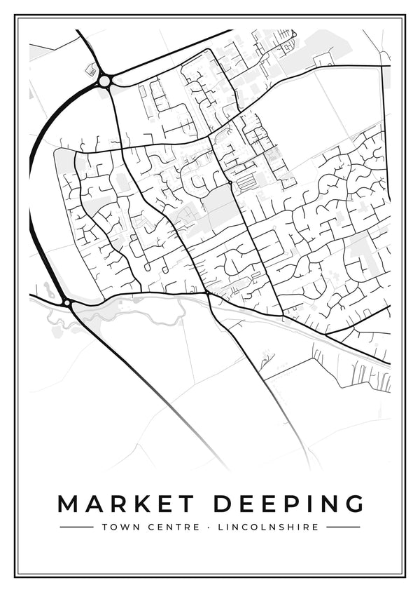 Market Deeping Town Centre Street Map Poster