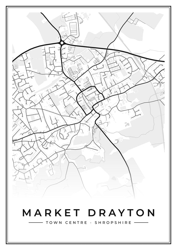 Market Drayton Town Centre Street Map Poster