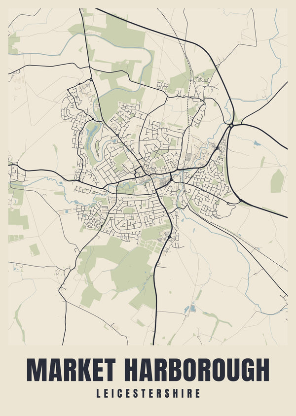 Market Harborough Street Map Poster