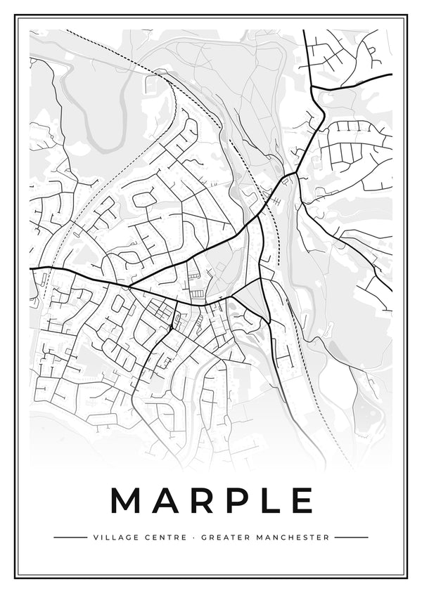 Marple Village Centre Street Map Poster