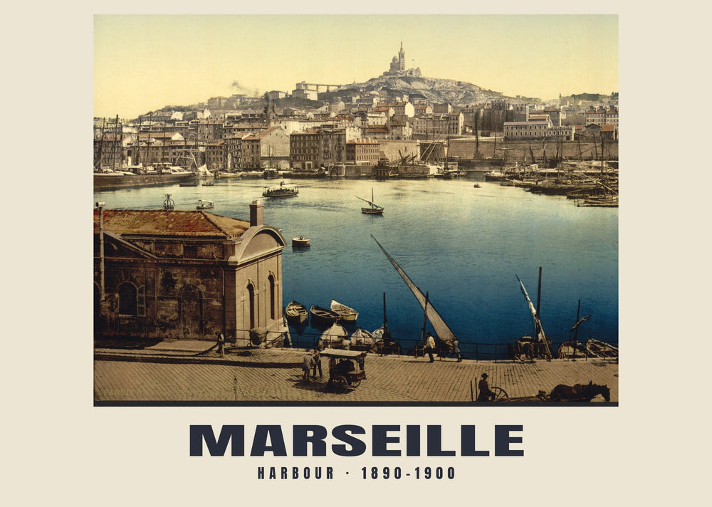 Harbour, Marseille — 1890–1900 · Vintage photochrom print