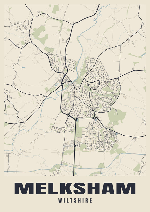 Melksham Street Map Poster