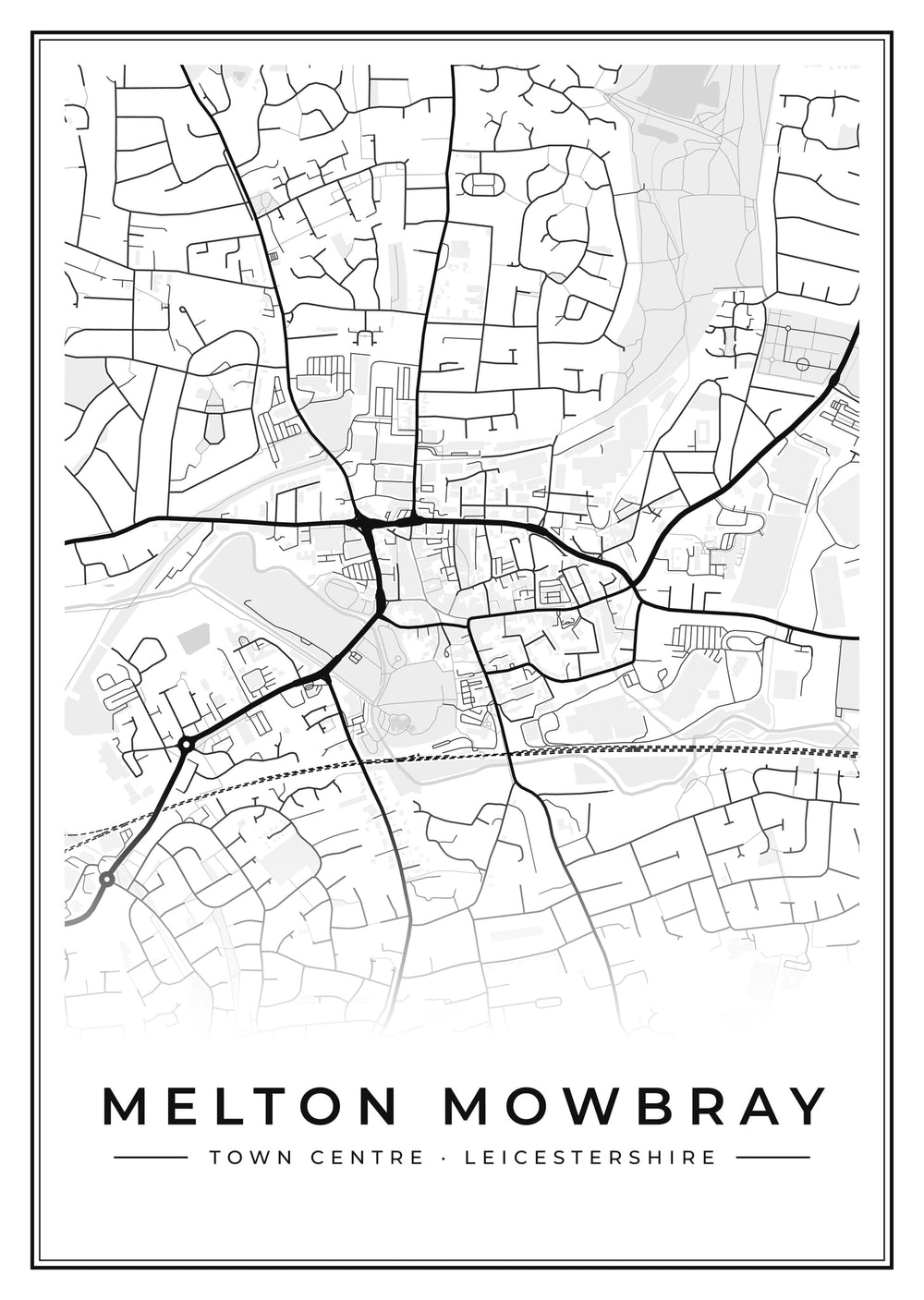 Melton Mowbray Town Centre Street Map Poster