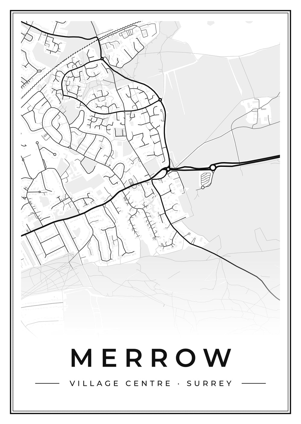 Merrow Village Centre Street Map Poster