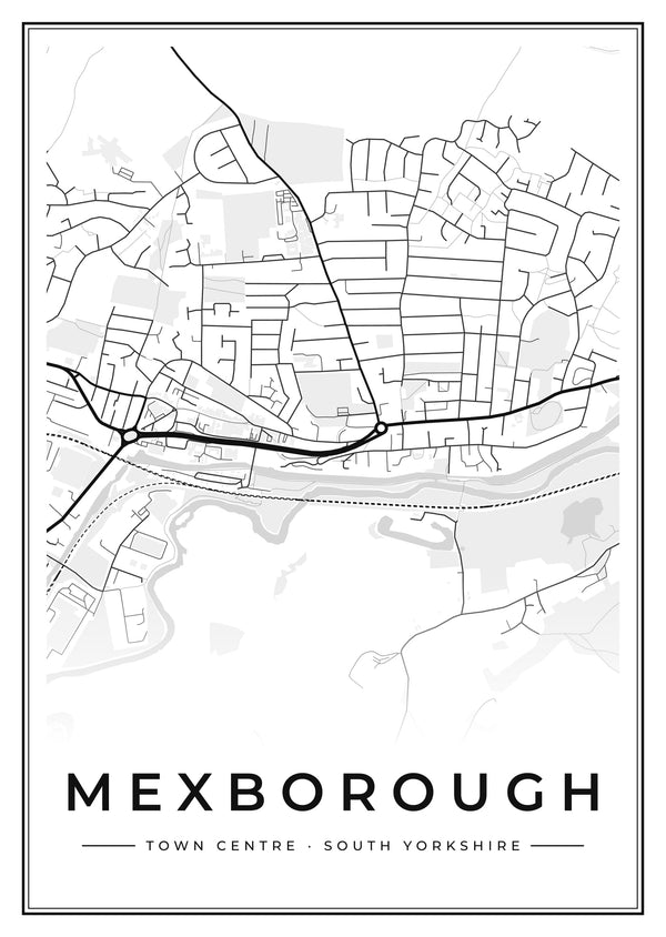 Mexborough Town Centre Street Map Poster