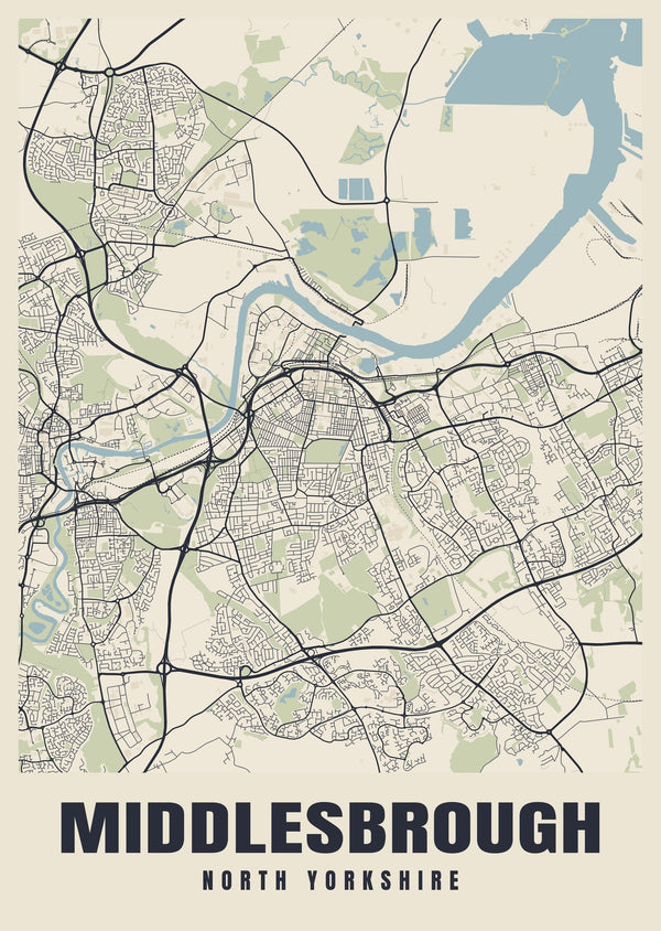 Middlesbrough Street Map Poster