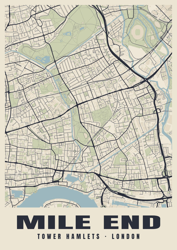 Mile End Heritage Street Map Poster