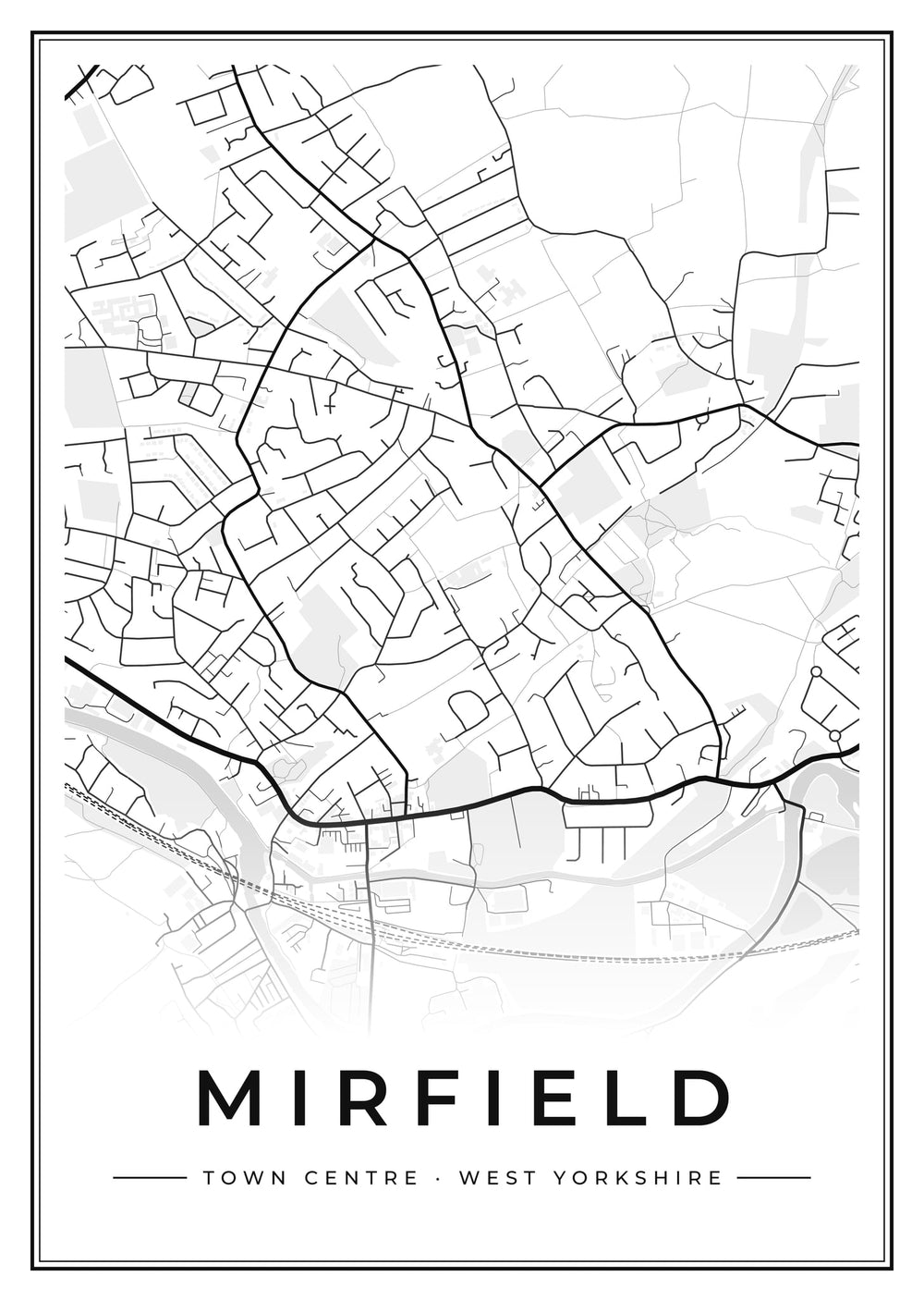Mirfield Town Centre Street Map Poster