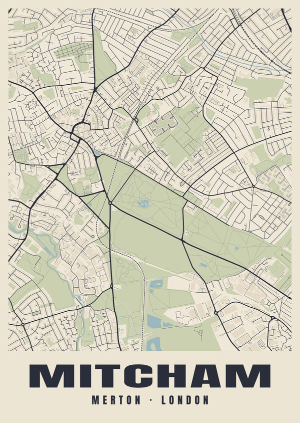 Mitcham Heritage Street Map Poster