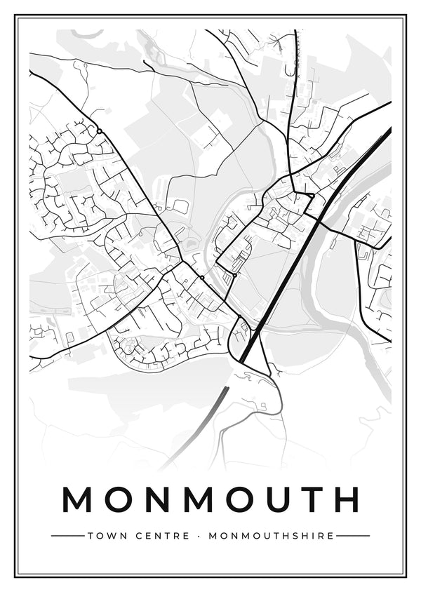 Monmouth Town Centre Street Map Poster