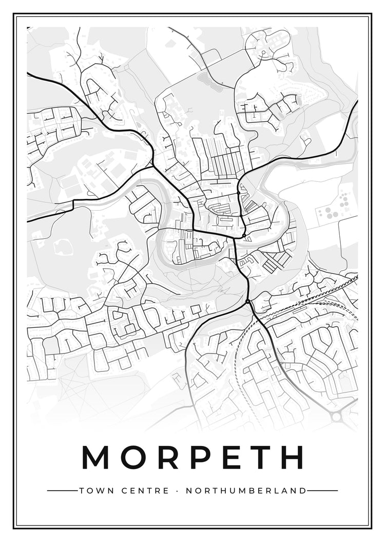 Morpeth Town Centre Street Map Poster