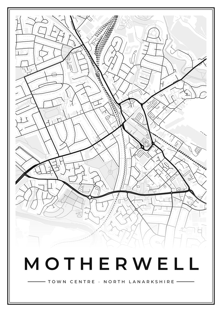 Motherwell Town Centre Street Map Poster