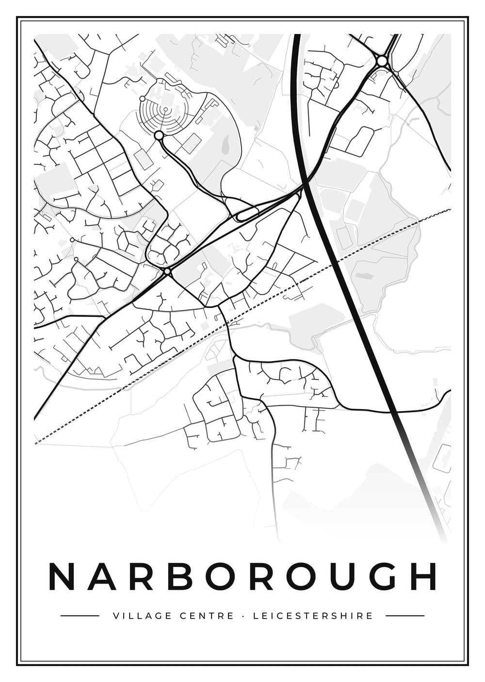 Narborough Village Centre Street Map Poster