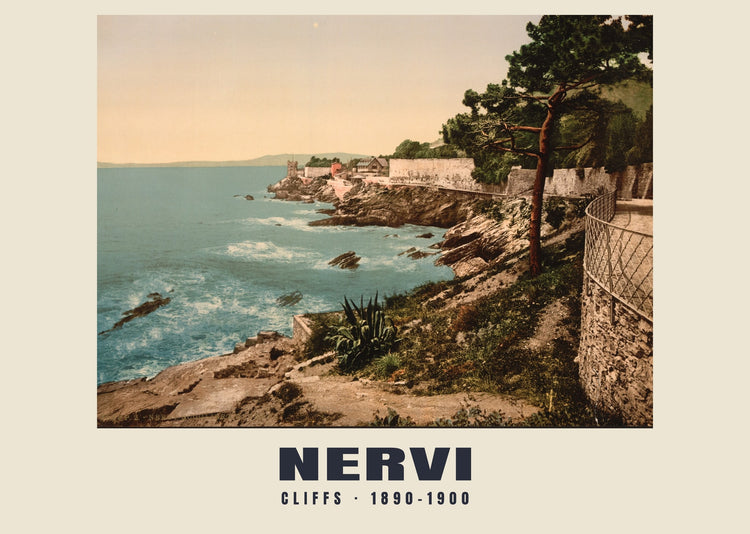 Cliffs, Nervi — 1890–1900 · Vintage photochrom print