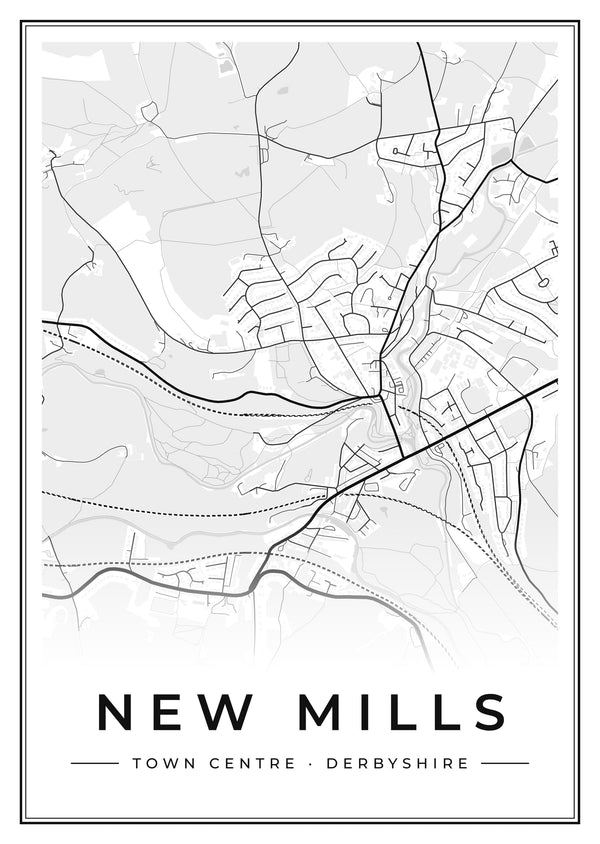 New Mills Town Centre Street Map Poster